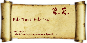 Méhes Réka névjegykártya
